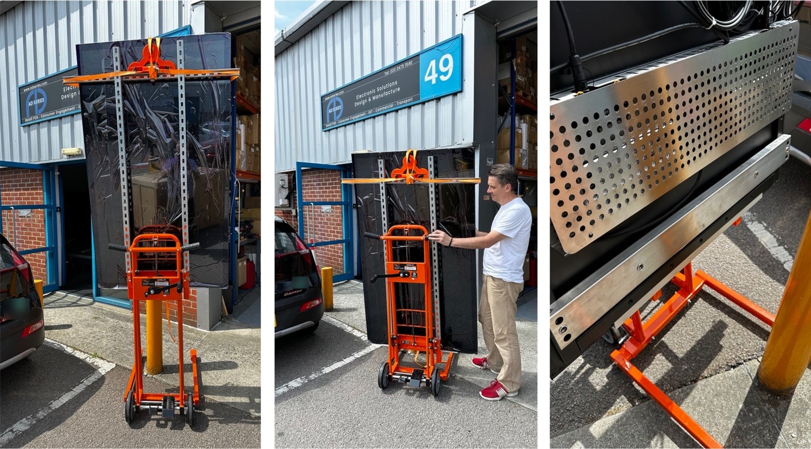 Original photographs of the LCD module lift development and mounting arrangement